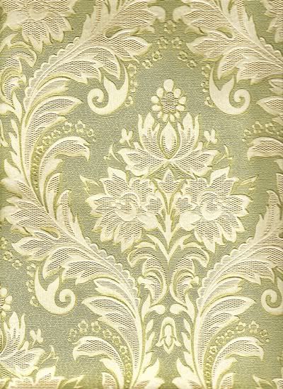 Wallpaper Bathroom on Bottega Tessile 55125   Elegant Floral Textured Green Damask Wallpaper