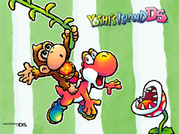 Yoshi's Island DS Wallpaper Donkey Kong Riding Red Yoshi