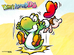 Yoshi's Island DS Wallpaper Yoshi Pounds the Ground with Baby Mario
