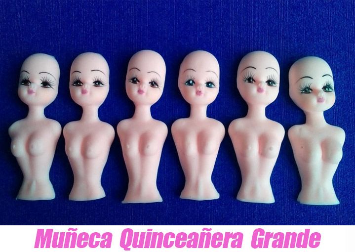 Set muñecas maquillada busto piel en porcelana fría quince y porristas