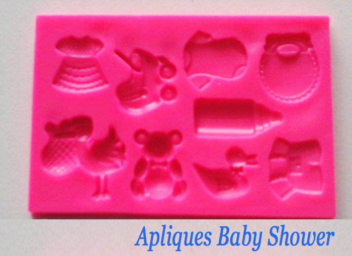 Molde siliconado apliques baby shower Para decorar tortas cupcakes