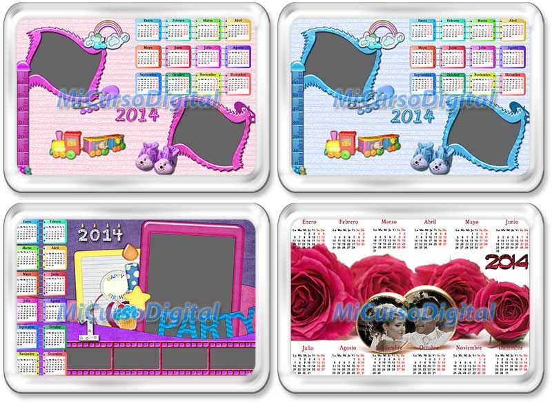 Calendarios 2014 Almanaques romantico para niñas niños infantil parejas psd png para imprimir