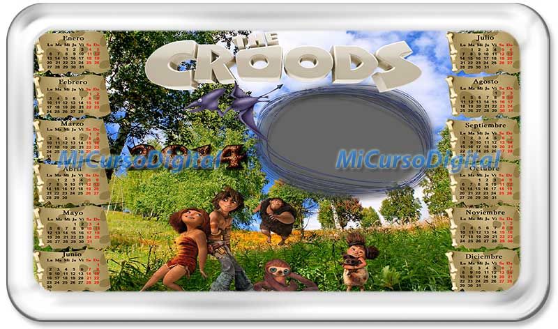 calendario psd hd croods photoshop png para imprimir