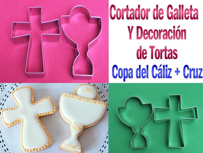 Molde en Acero Cáliz y cruz Cortador de galleta para primera comunión