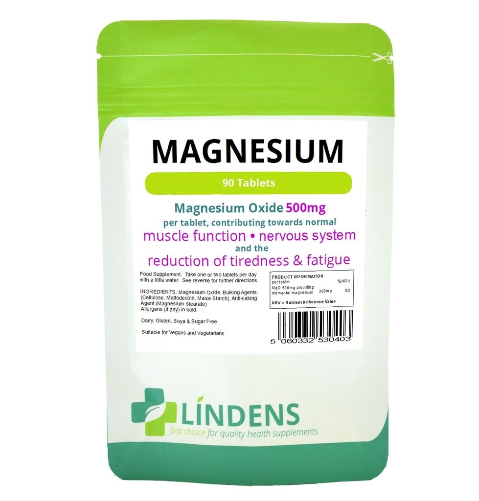 Magnesium 500mg 90 Tablets; 4 Muscle Recovery/Relaxation/Pain relief/Fatigue/PMS eBay