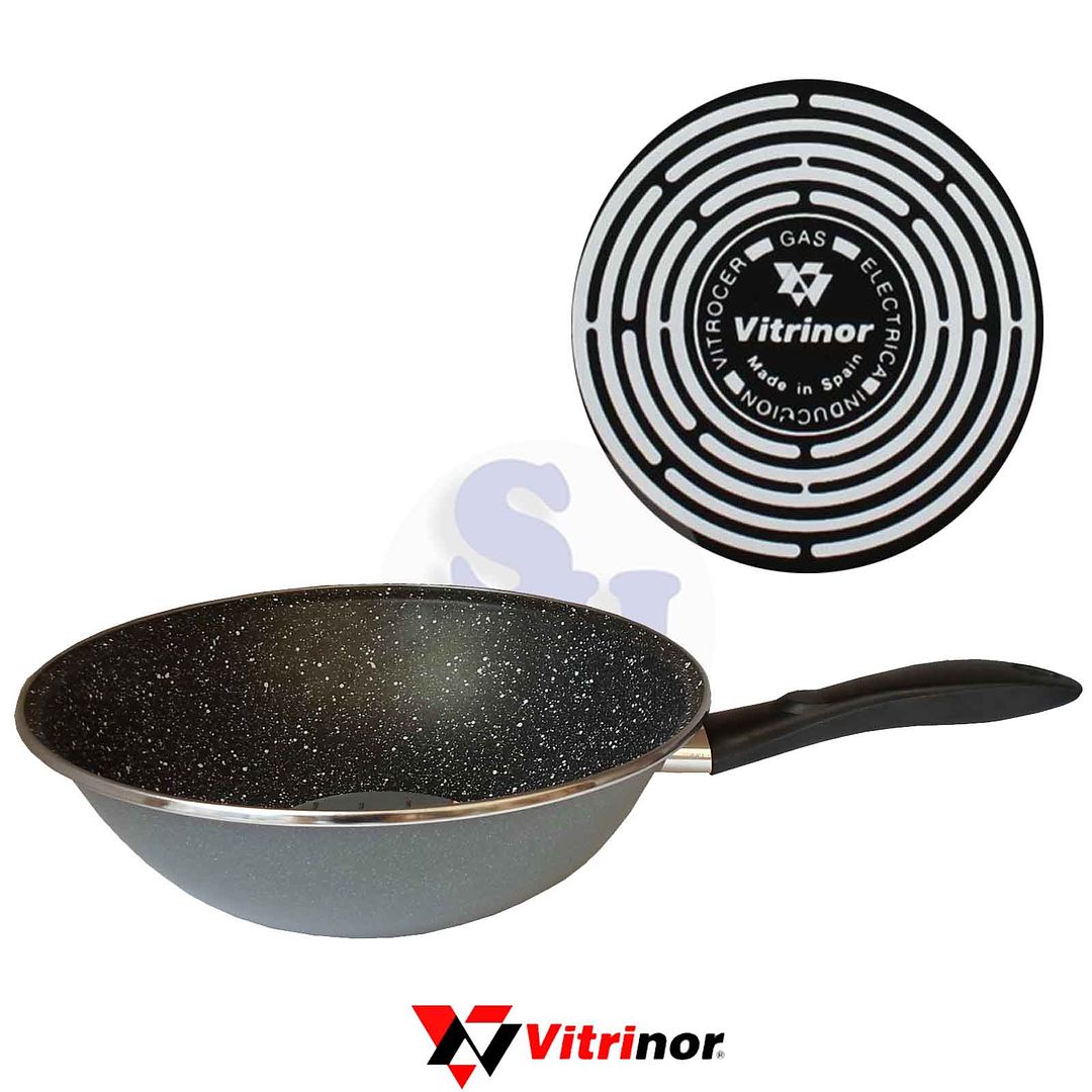 padella wok in acciaio rivestimento pietra vetrifi