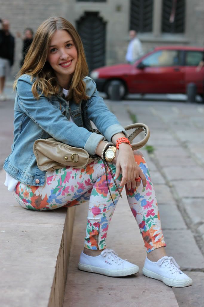 floralpantsdenimjacketbrashycouturetshirtsuperga