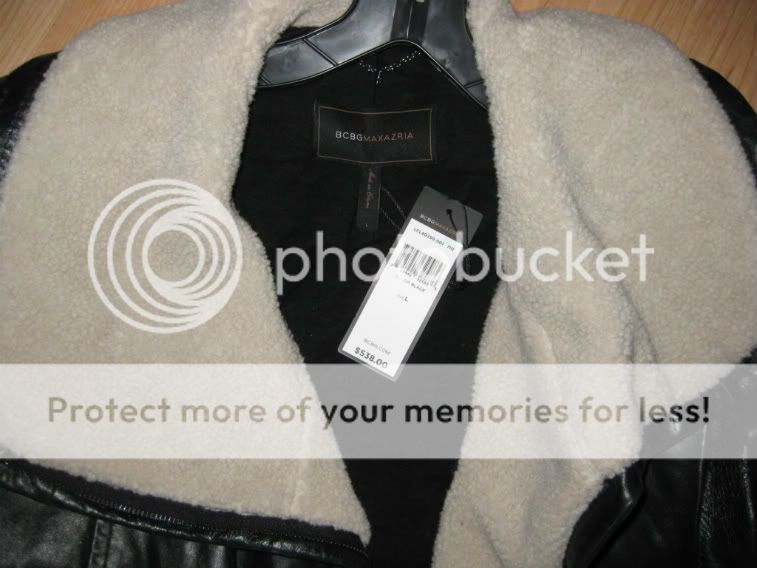 This is a super chic leather motorcycle jacket from BCBG The style is 