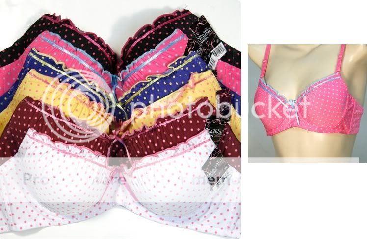 BRAS LOT #9726 RUFFLES Polka Dots 32 40 B C CUP  