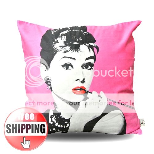 Modern Pink Print Audrey Hepburn Picture Pop Art Pillow Case Cushion 