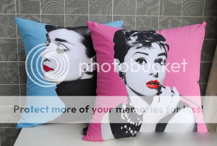 Modern Blue Print Audrey Hepburn Picture Pop Art Pillow Case Cushion