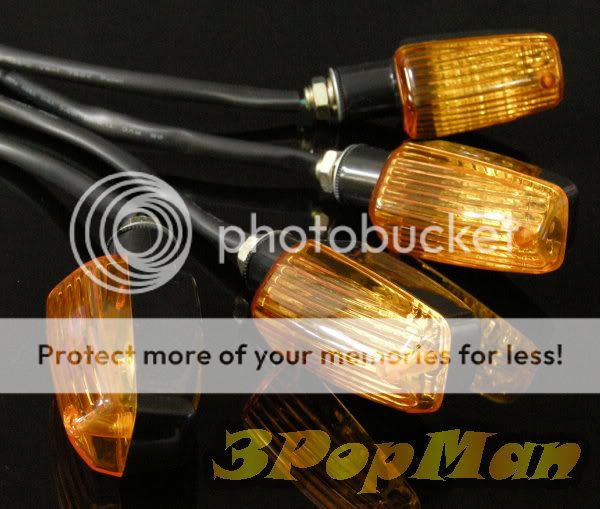 4x Black Rectangle Amber Orange Lens Motorcycle Blinker Indicator 