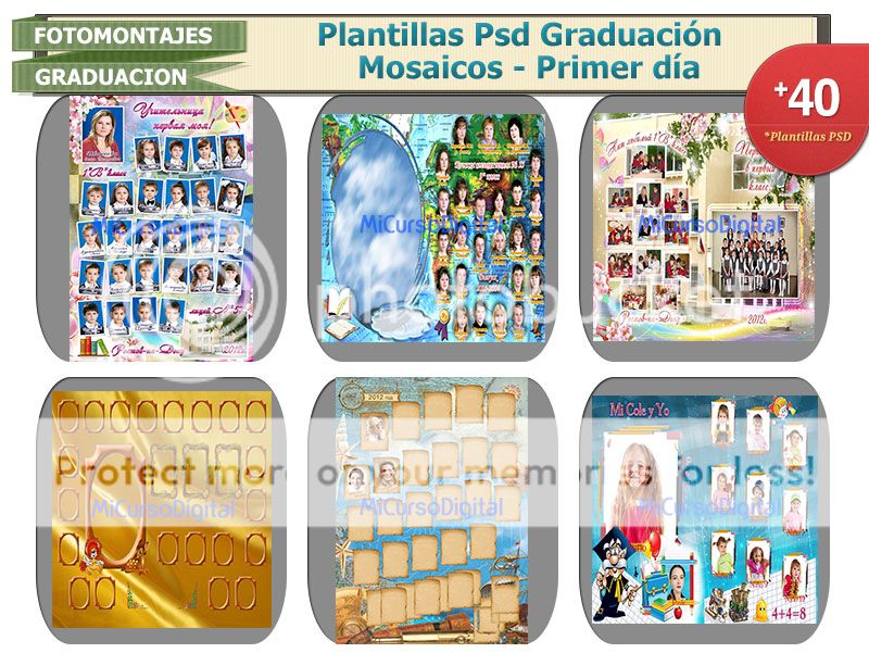 Montajes graduacion escolares mosaicos diplomas fotomontajes psd plantillas editables