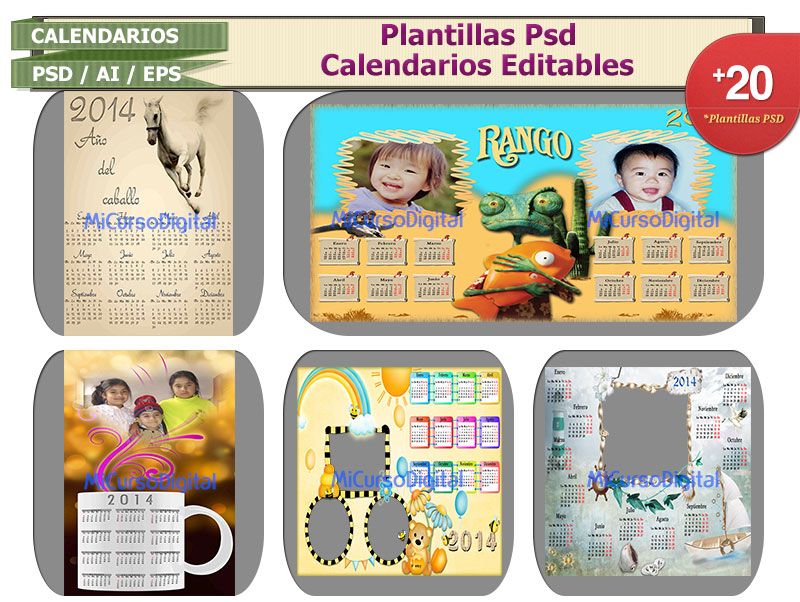 plantillas psd ai eps calendarios 2014 editables imprimibles png