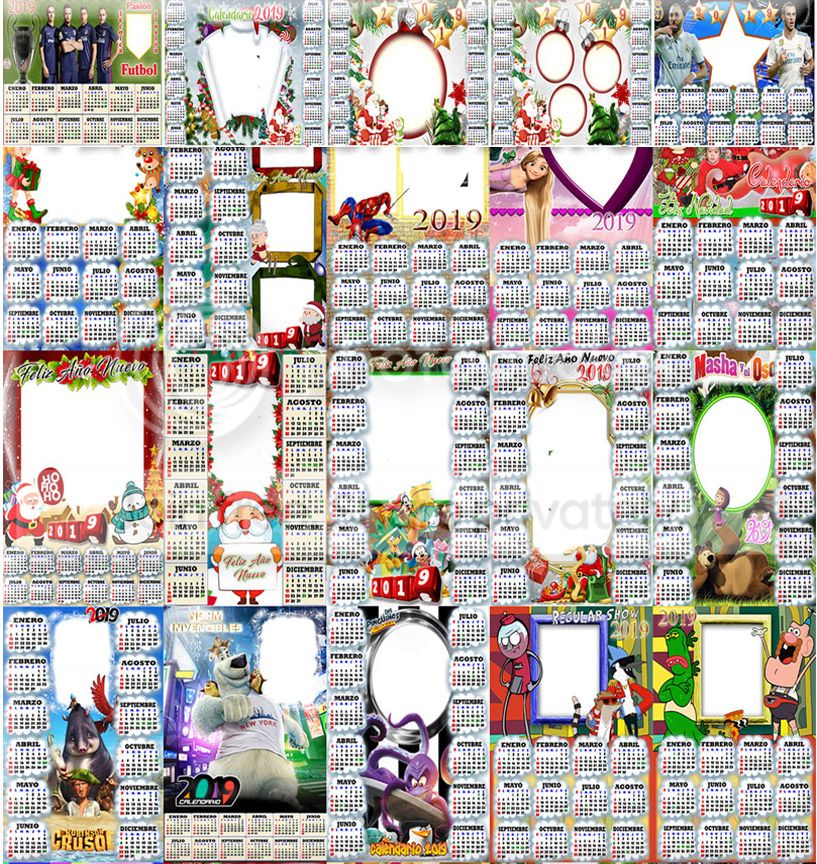 Plantillas psd Calendarios 2019 template de Navidad