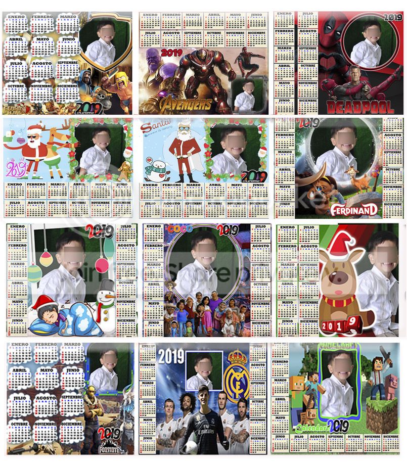 Calendarios 2019 templates png plantillas para retoque photoshop