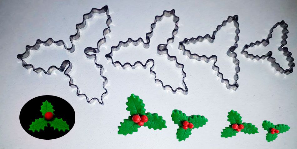 Cortador de hoja de acebo navidad para Decoración de Tortas y pasta