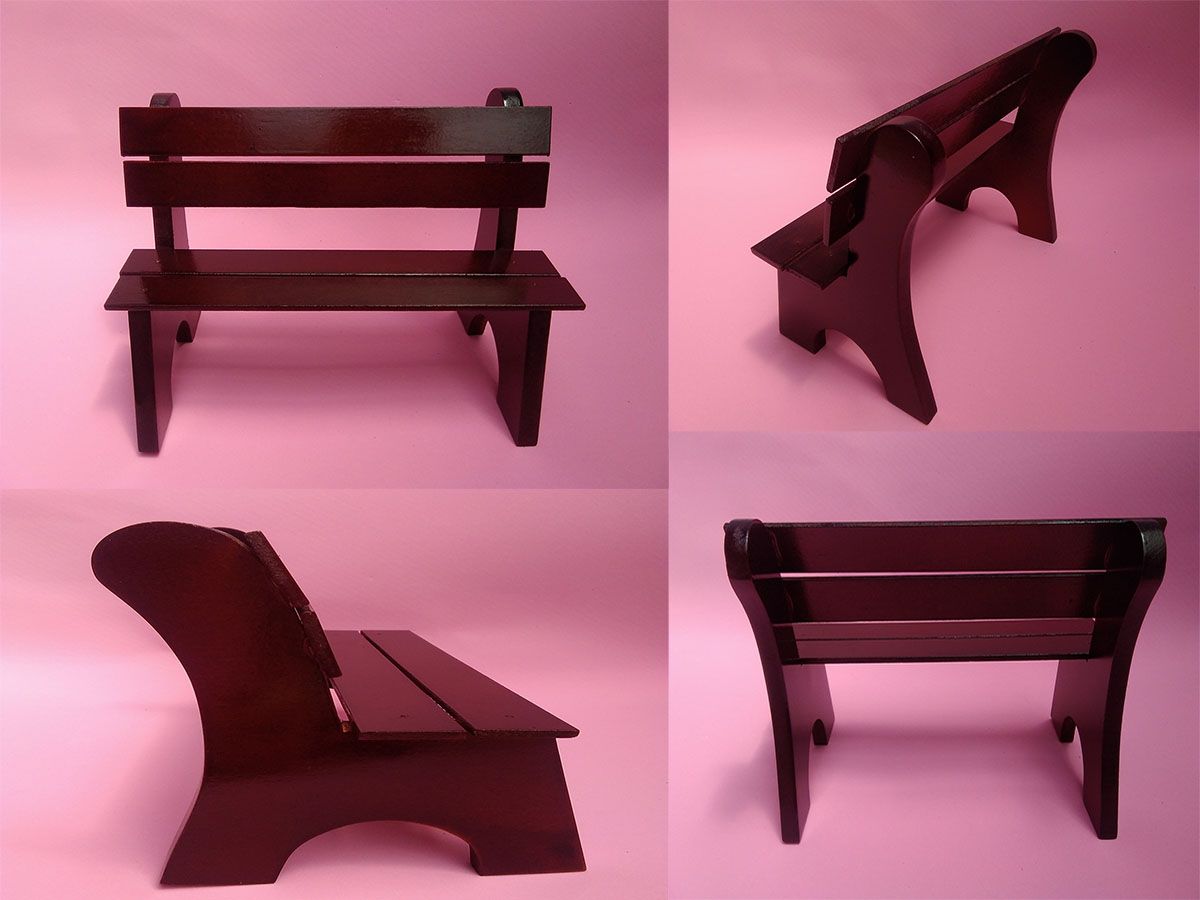 Sillas De Parque con espaldar Doble En Madera Lacada Para Artesanías