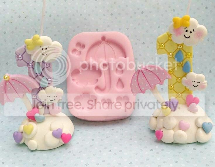 Molde en silicona sombrilla y nubes para llaveros aretes