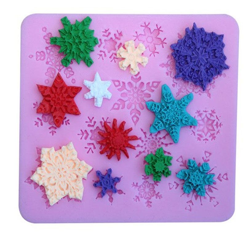 Molde silicona copo de nieve para decoración cupcakes