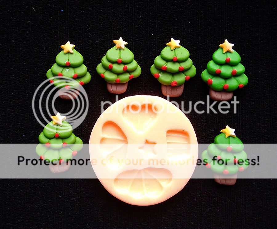 Molde silicona árbol de navidad mini para porcelanicron fimo y aplique