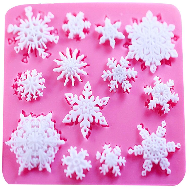 Molde Inyector en Silicona Copo De Nieve Navidad Decoración De Cupcakes, Pasteles, figuras fondant, Galletas de navidad