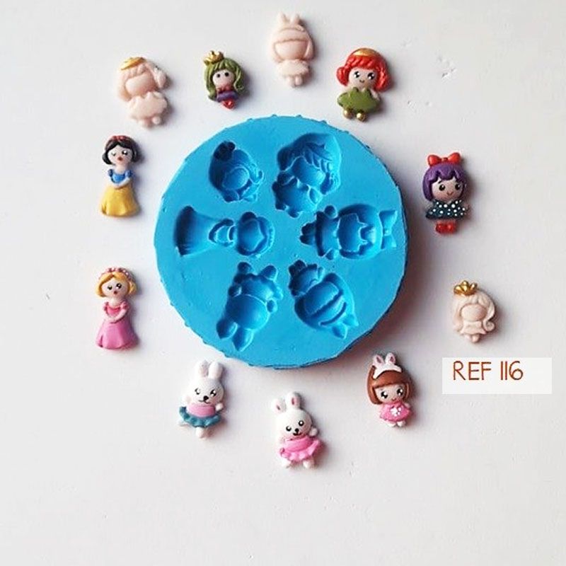 Molde silicona apliques niñas mini para fondant