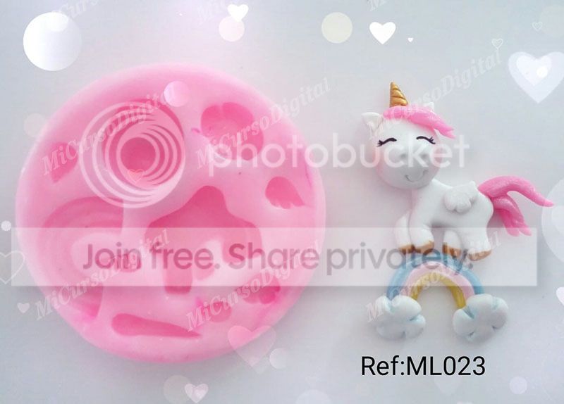 Molde silicona unicornio arcoiris nube para llaveros en pasta fría