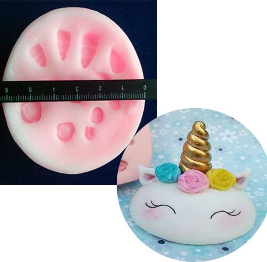 Molde silicona Cuernos Pony Unicornio para artesanías y en pasta