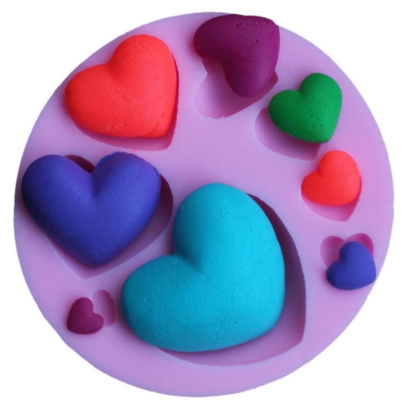 Molde en silicona corazón para fondant pastel fimo pasta fría