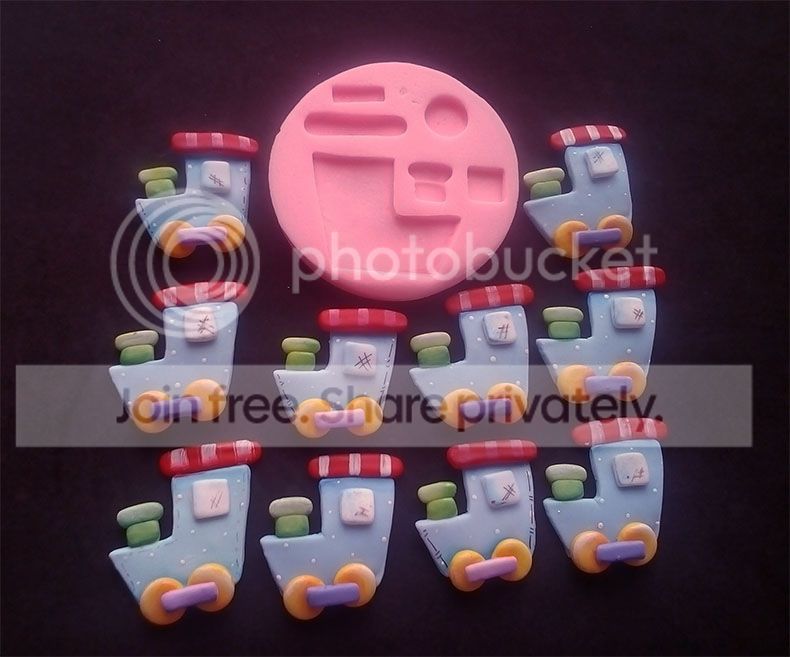 Molde silicona tren para decora pastel cupcake foami y porcelana fría