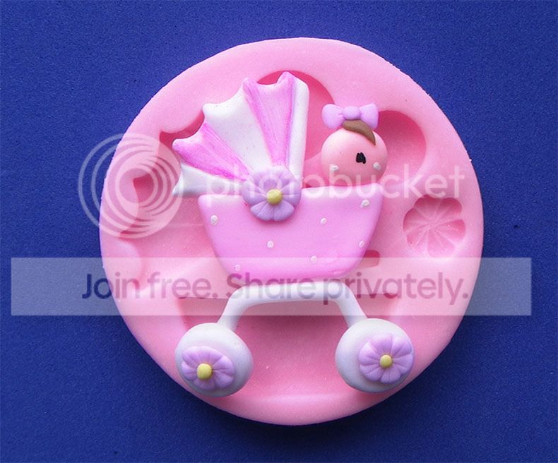 Molde Silicona coche de bebé para tortas fondant y artesanías