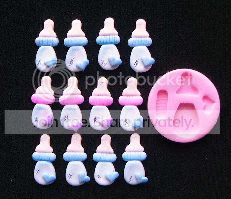 Molde de silicona biberón tetero baby shower en pasta o fondant