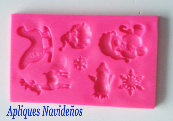 Molde silicona para navidad crea aplique d santa copo de nieve reno y