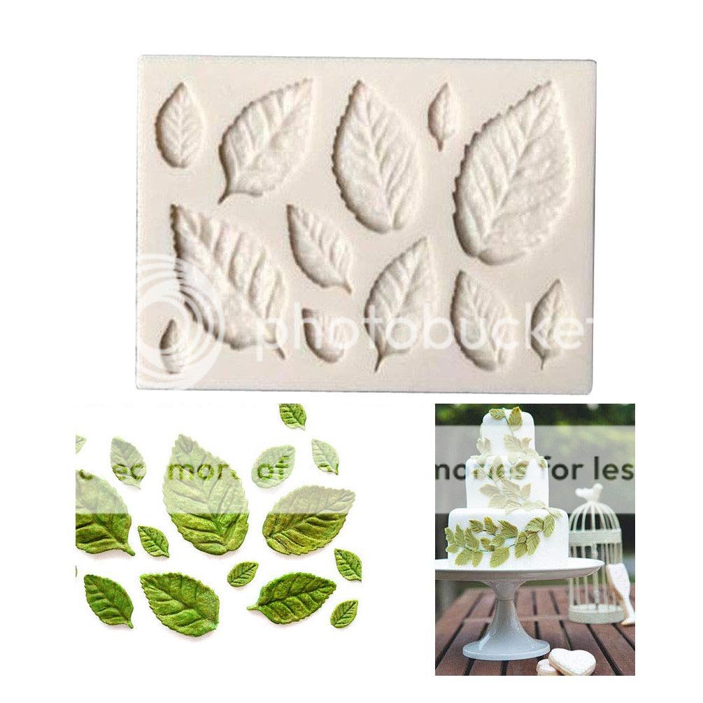 Molde en silicona hojas para fondant pasta fría y manualidades