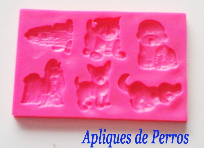 Molde silicona mascotas perros apliques para decorar tortas cupcakes