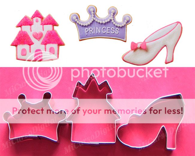 Set Cortador de castillo corona y zapato Princesas para pasta x3pz
