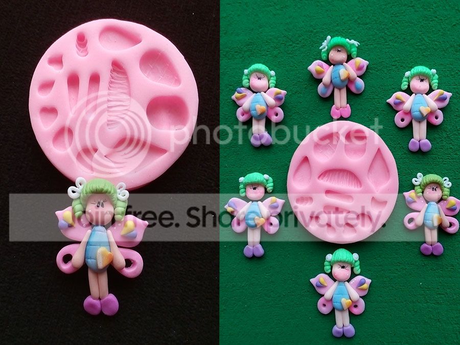 Molde Flexible Hada Mariposa inyector muñeca en fondant biscuit manual