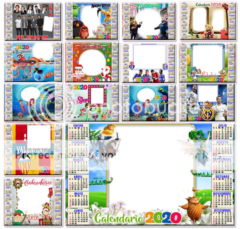 Plantillas Calendarios 2020 psd editable templates para retoque digital