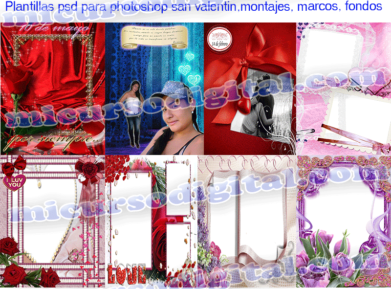 Plantillas Psd Para Photoshop Mosaicos Publicidad San Valentín  Grados  Bodas  Primera Comunión Psd Editables