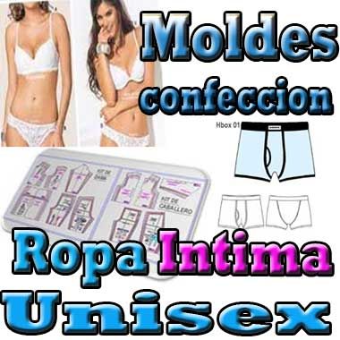Pack 200 moldes ropa interior prendas unisex confeccion patronaje