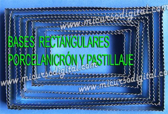 Bases rectangulares metálicas porcelanicrón pasta fría manualides