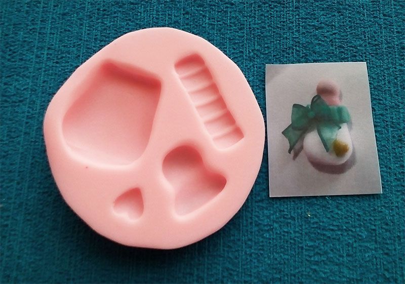 Molde Silicona biberón para apliques en fondant y fomi