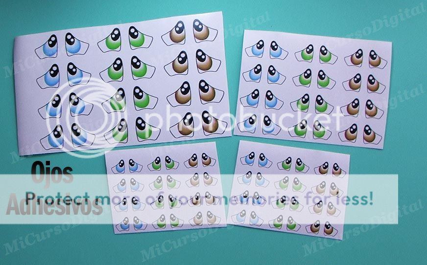 Set Ojos Adhesivos No.4 Sticker Pegatina Para Fofucha y muñecos 58 pz