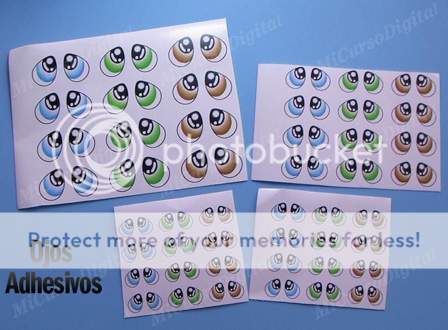 Ojos adhesivos sticker o Pegatinta para muñecos y fofuchas 75 pz