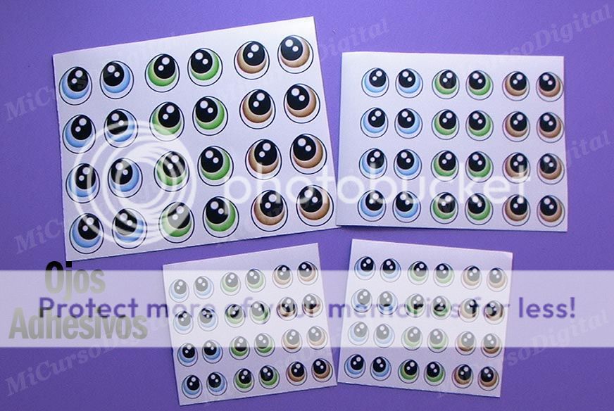 Pegatintas Ojos adhesivos para muñecos y fofuchas 75 pares